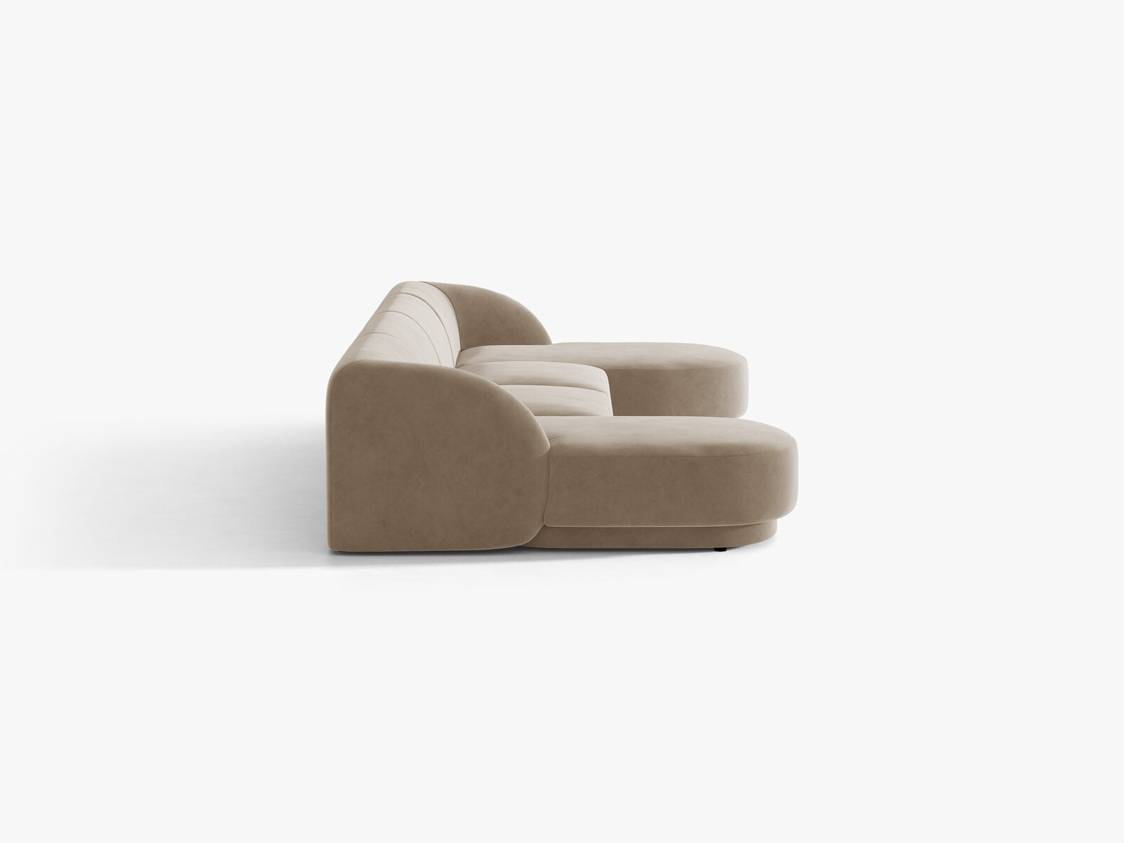 Micadoni Panorama-Sofa Miley 5-Sitzer Samt Bluvel Cappuccino