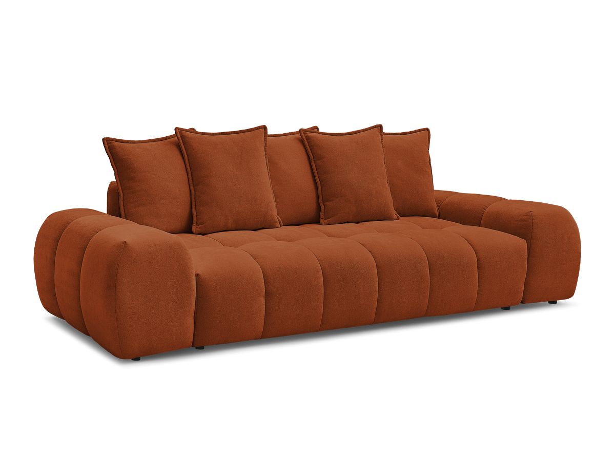 Bobochic Everest Schlafsofa 3-Sitzer mit Bettkasten, 5 Kissen Strukturstoff Orange