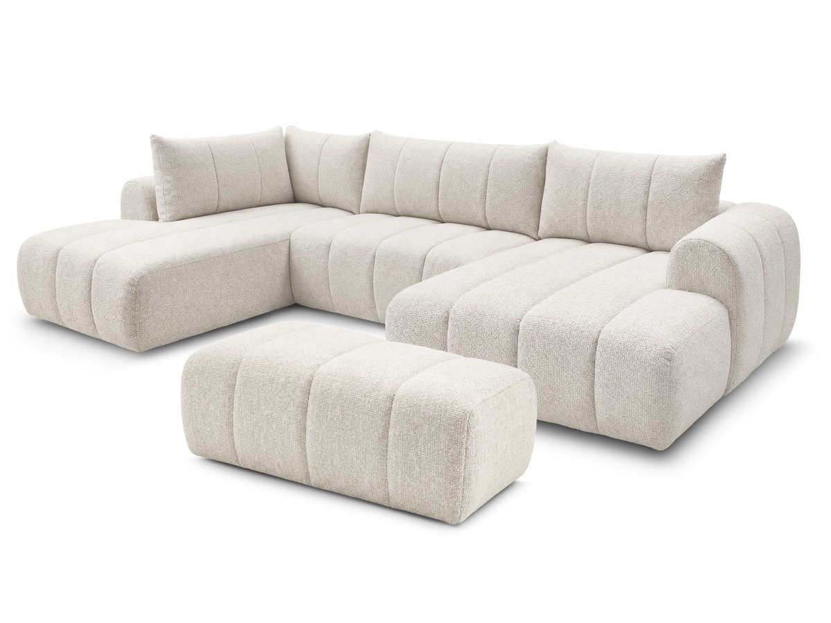Bobochic Nesty Wohnlandschaft mit Pouf Melange-Stoff Beige Ecke rechts