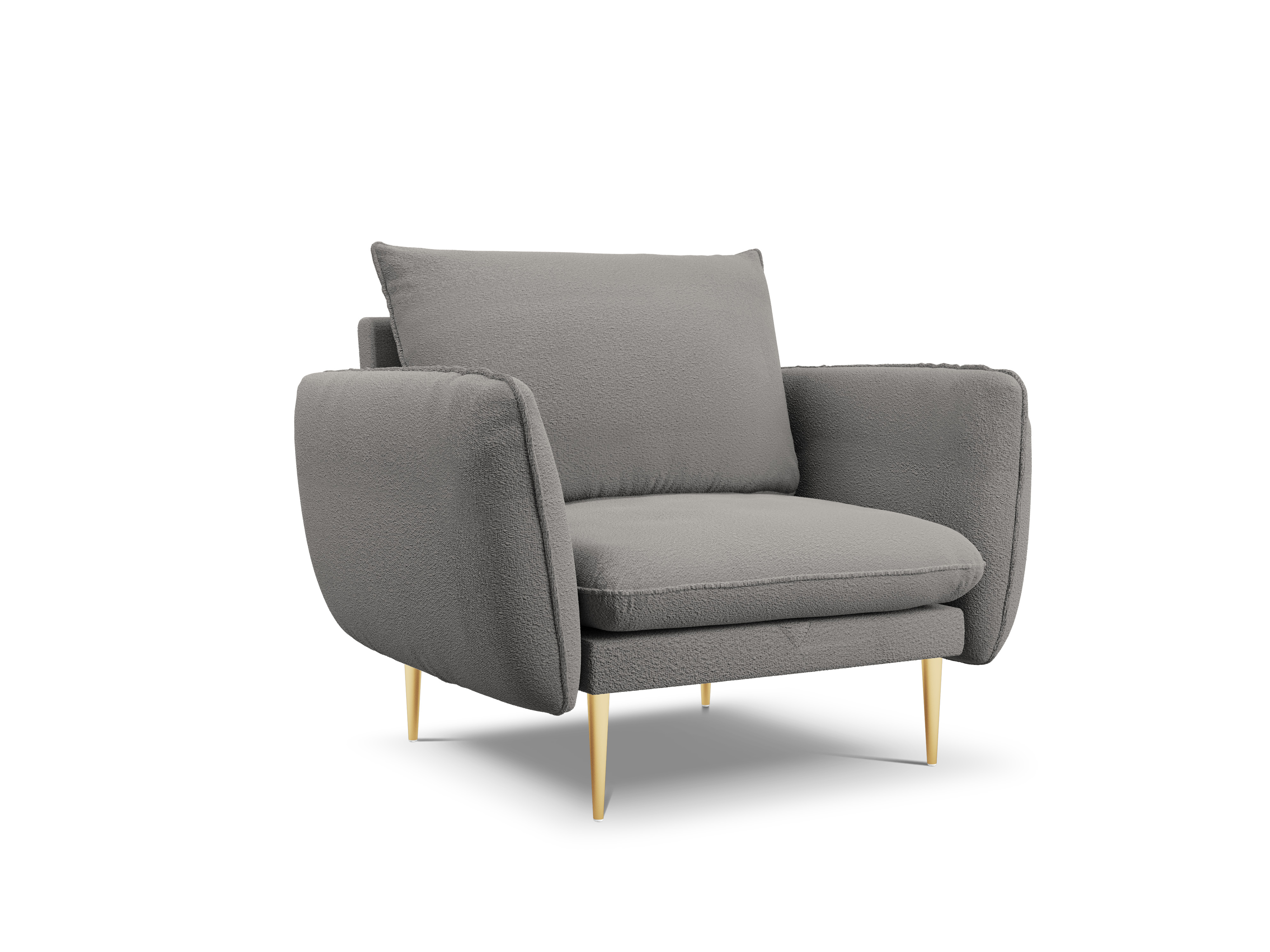 Cosmopolitan Design Sessel Vienna Boucle Ascot Grau Beine Gold
