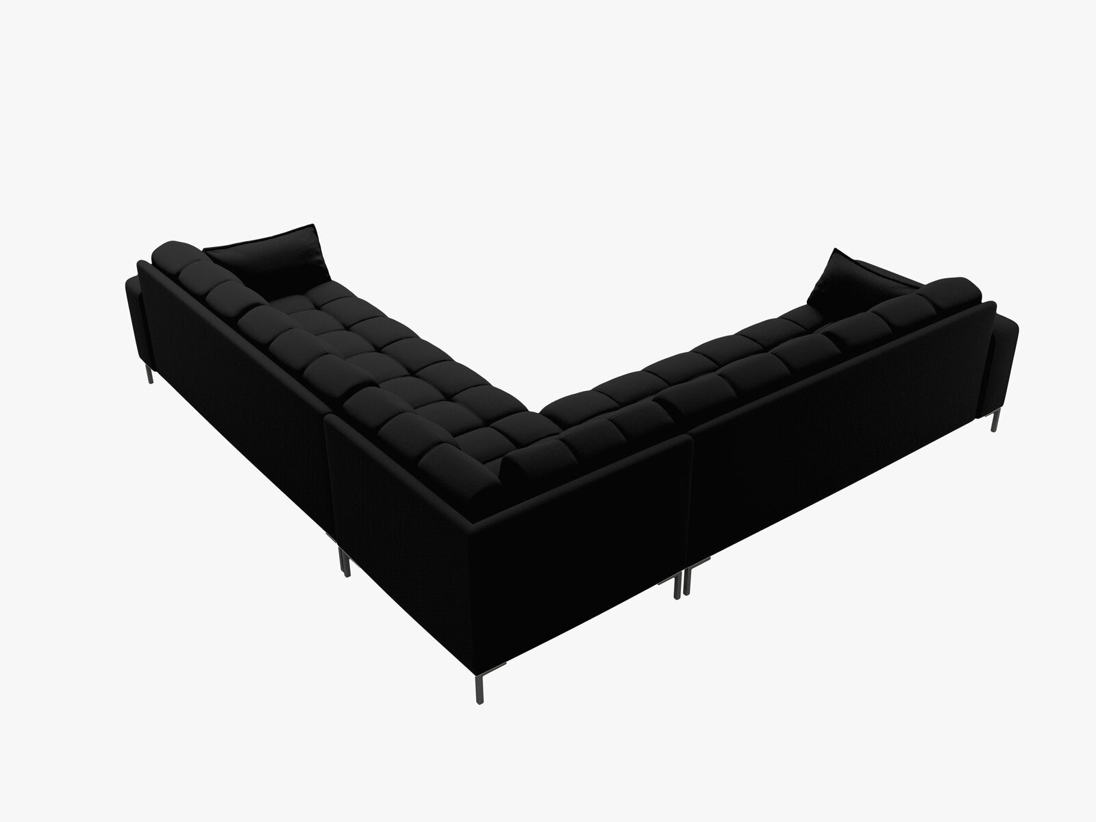 Micadoni Symmetrisches Ecksofa Mamaia 6-Sitzer Strukturierter Stoff Neve Schwarz schwarze Beine