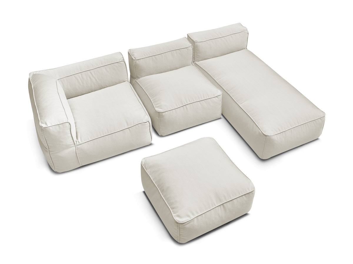 Bobochic Giulia Gartensofa 4-Sitzer mit Pouf, 1 Eckmodul Stoff Beige