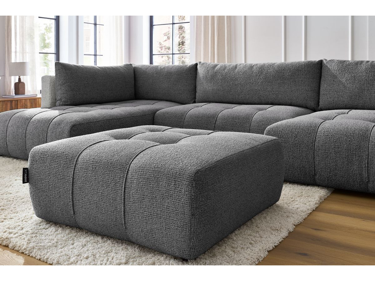 Bobochic Arsene Wohnlandschaft mit Pouf Melange-Stoff Dunkelgrau Ecke rechts
