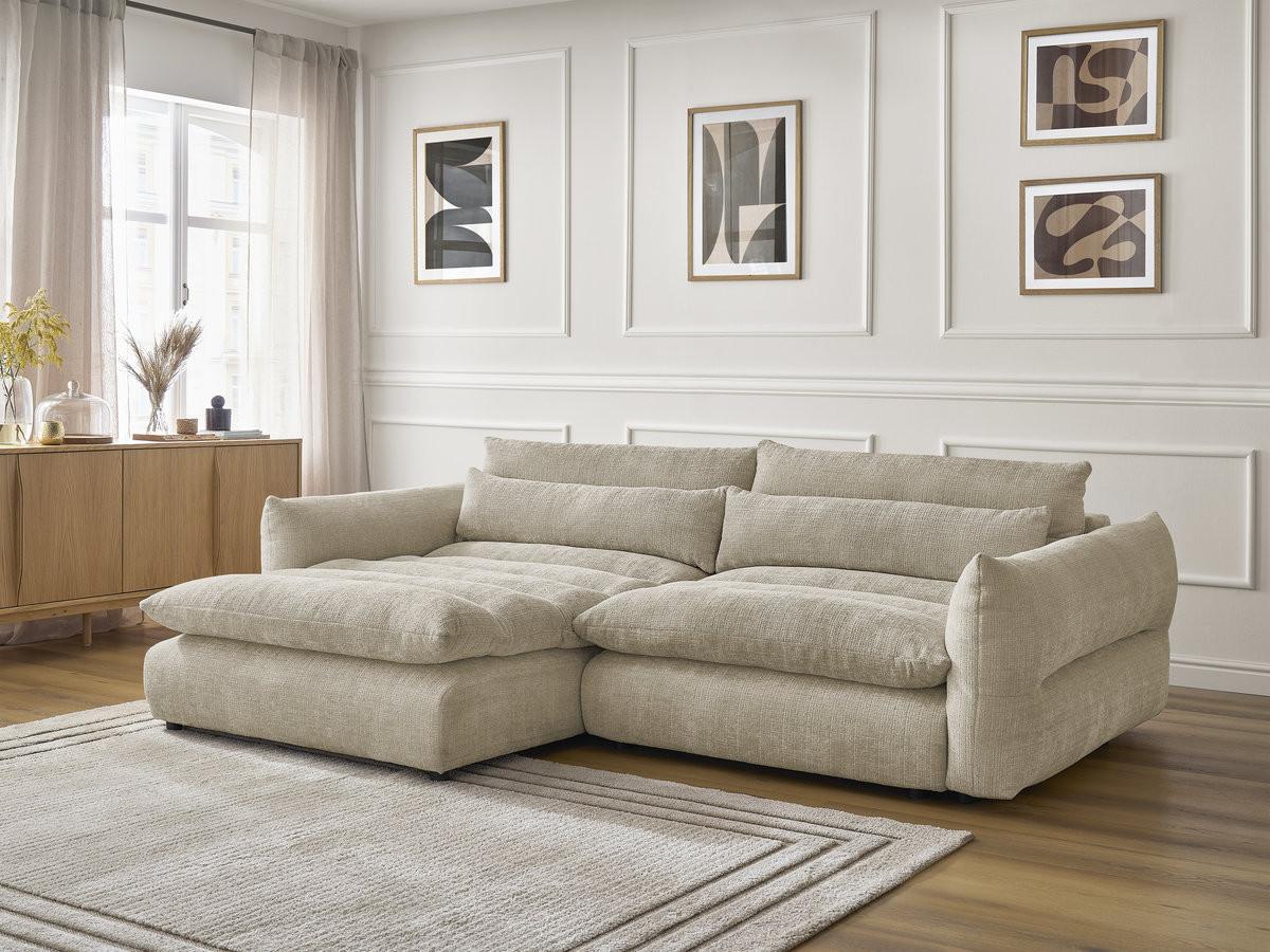 Bobochic Neil Ecksofa Strukturstoff Beige Ecke links