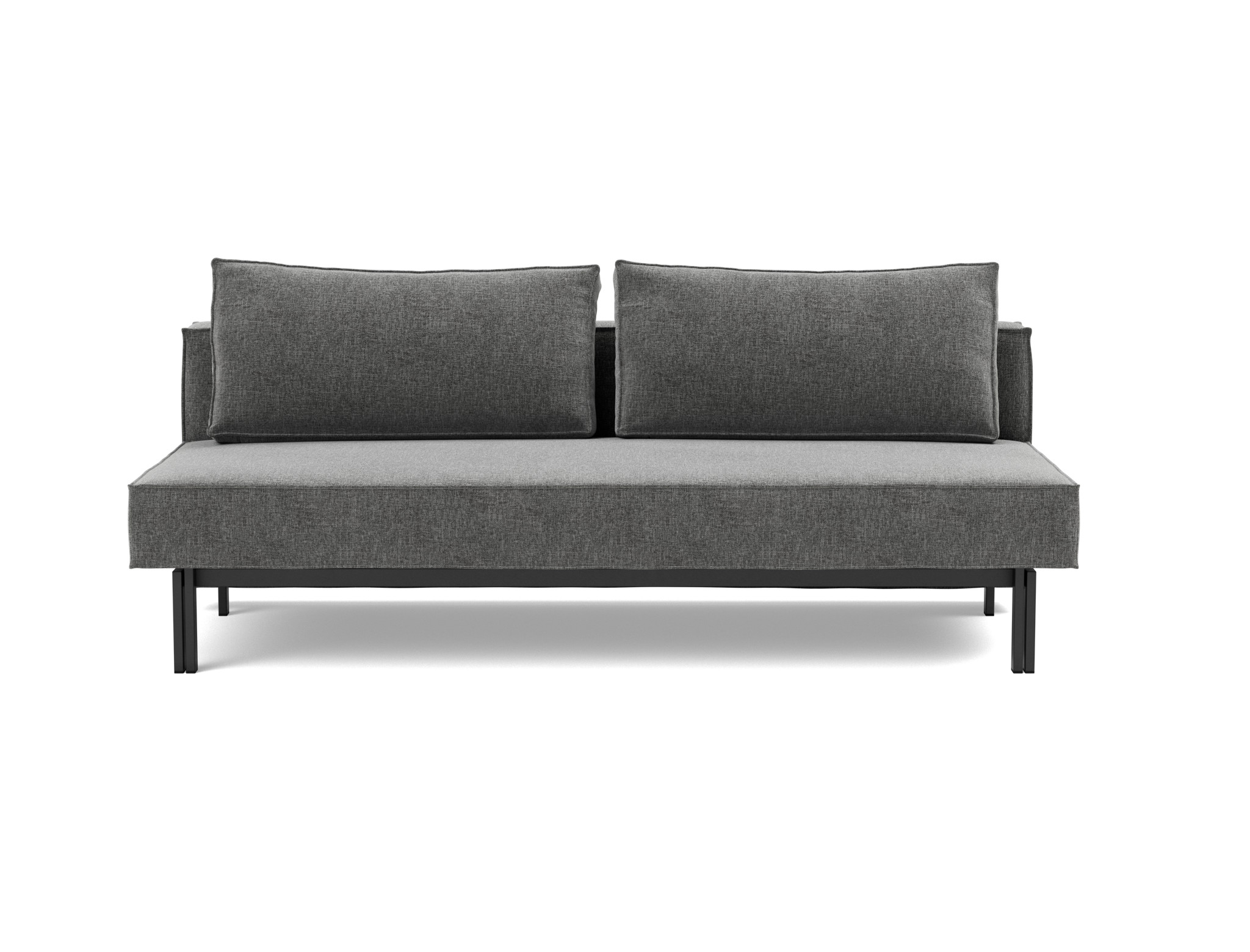 Schlafsofa Sly Strukturierter Stoff Twist 563-Charcoal Beine Schwarzes Metall