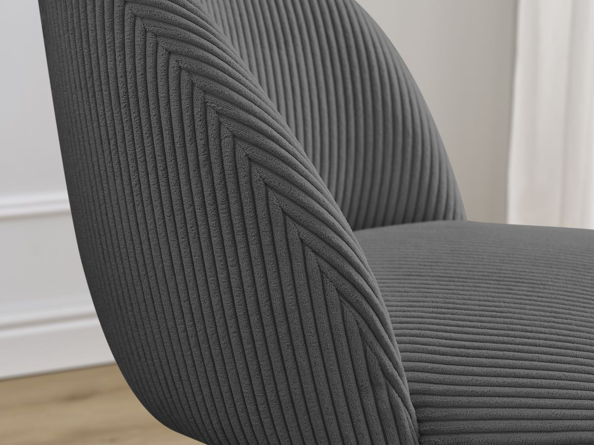 Bobochic Lalie Esszimmerstuhl 4er-Set mit Sternfuß Cordsamt Dunkelgrau