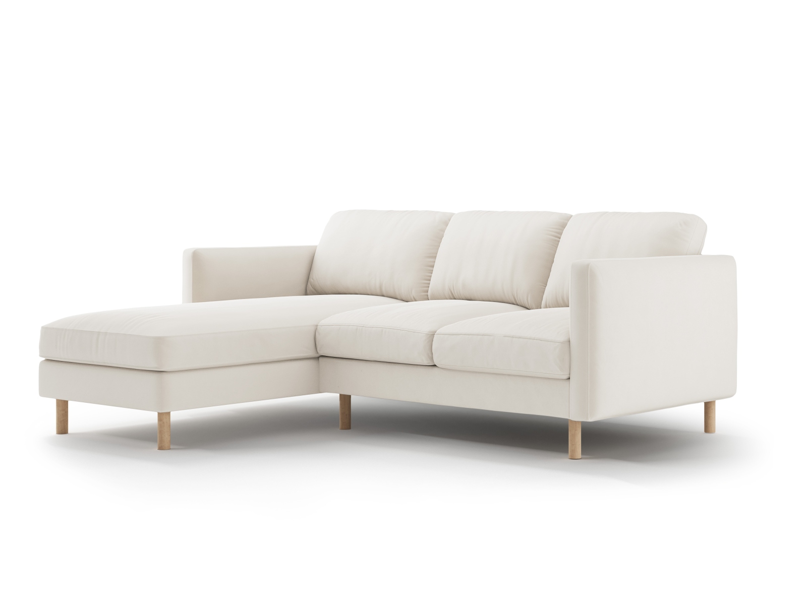 Micadoni Ecksofa Eden 3-Sitzer Links Samt Beige