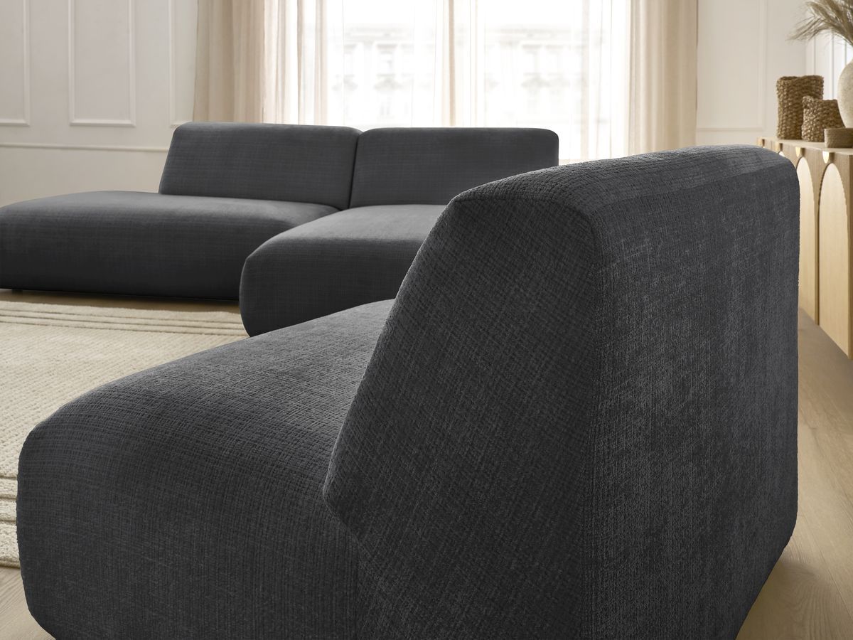 Bobochic Sirius Ecksofa 405 × 170 cm Strukturstoff Schwarz Ecke rechts