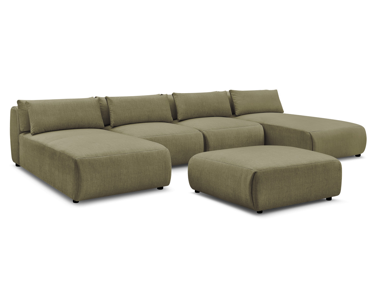 Bobochic Jana Wohnlandschaft mit großem Pouf Samt Grün