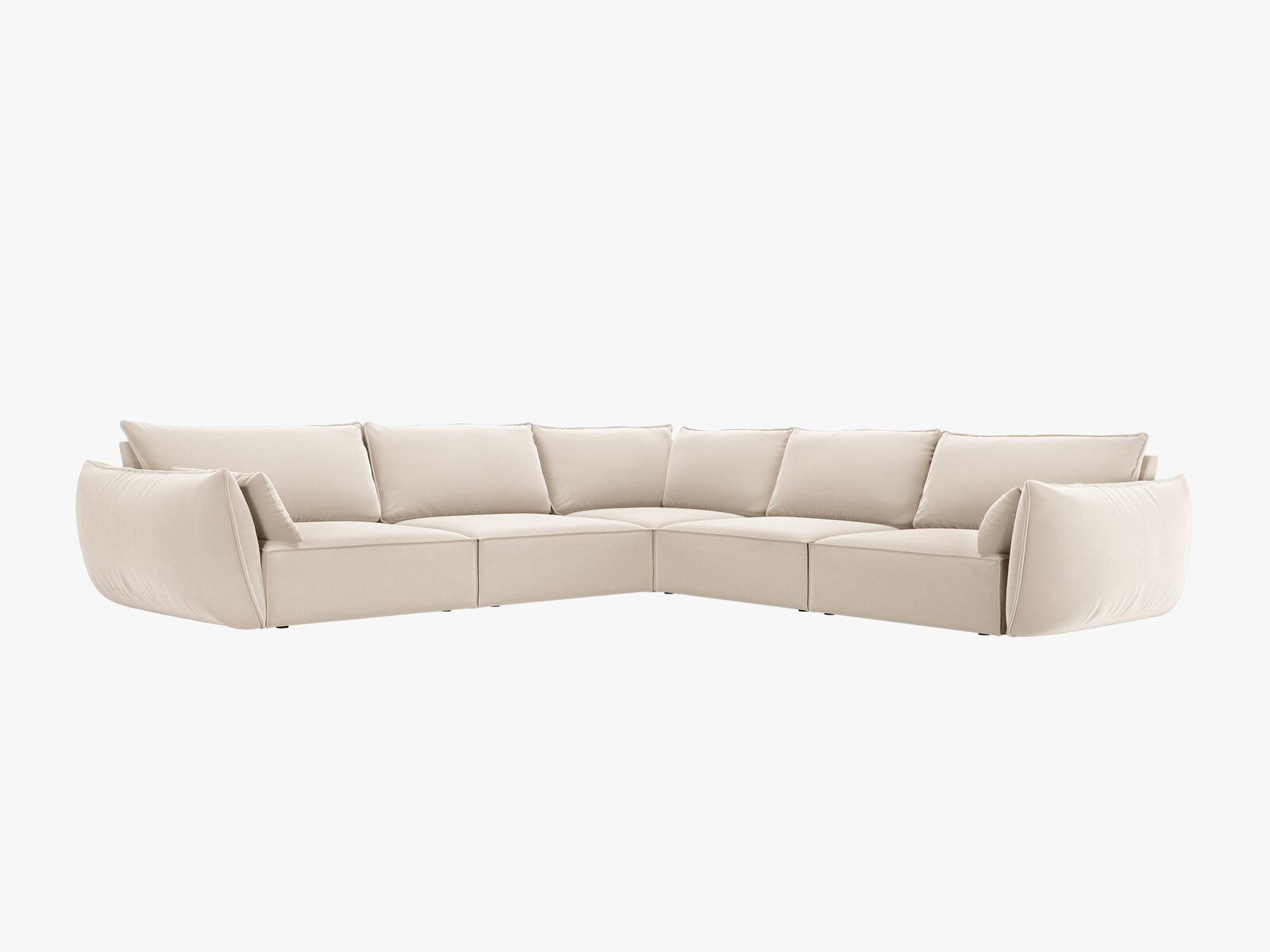 Micadoni Ecksofa Kaelle 7-Sitzer Samt Bluvel Helles Beige