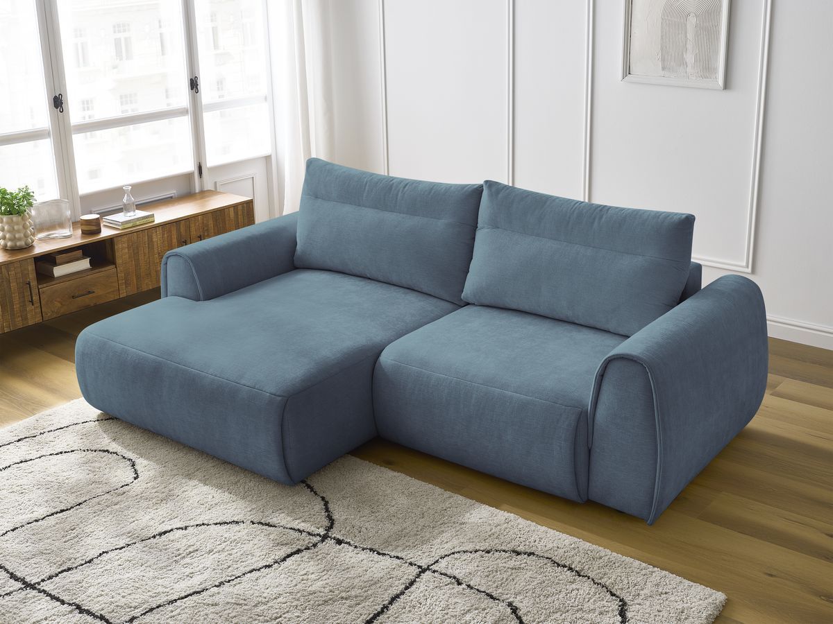 Bobochic Aden Ecksofa 246 × 152 cm Stoff Hellblau Ecke links