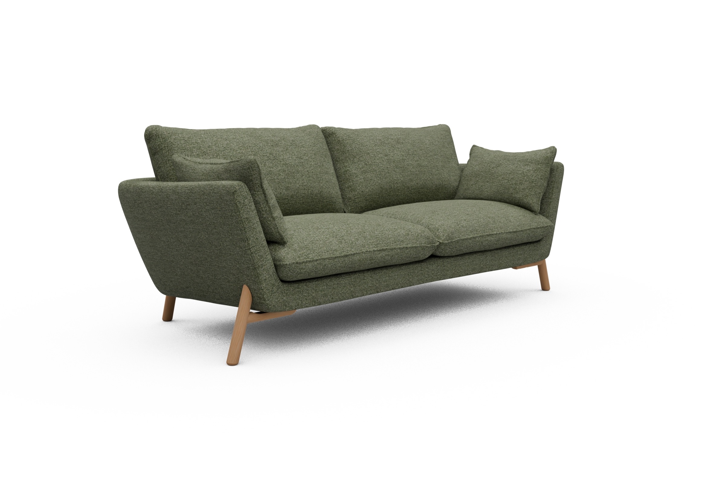 Sofa Emil 3-Sitzer Beinfarbe Eiche Natur Carreno-Vivid-Green