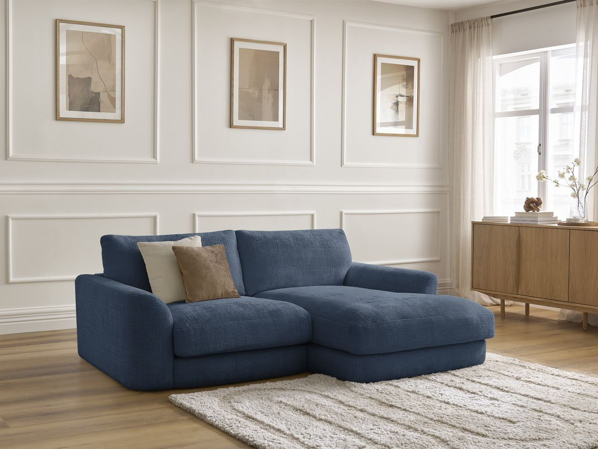 Bobochic Leonore Ecksofa Strukturstoff Dunkelblau Ecke rechts