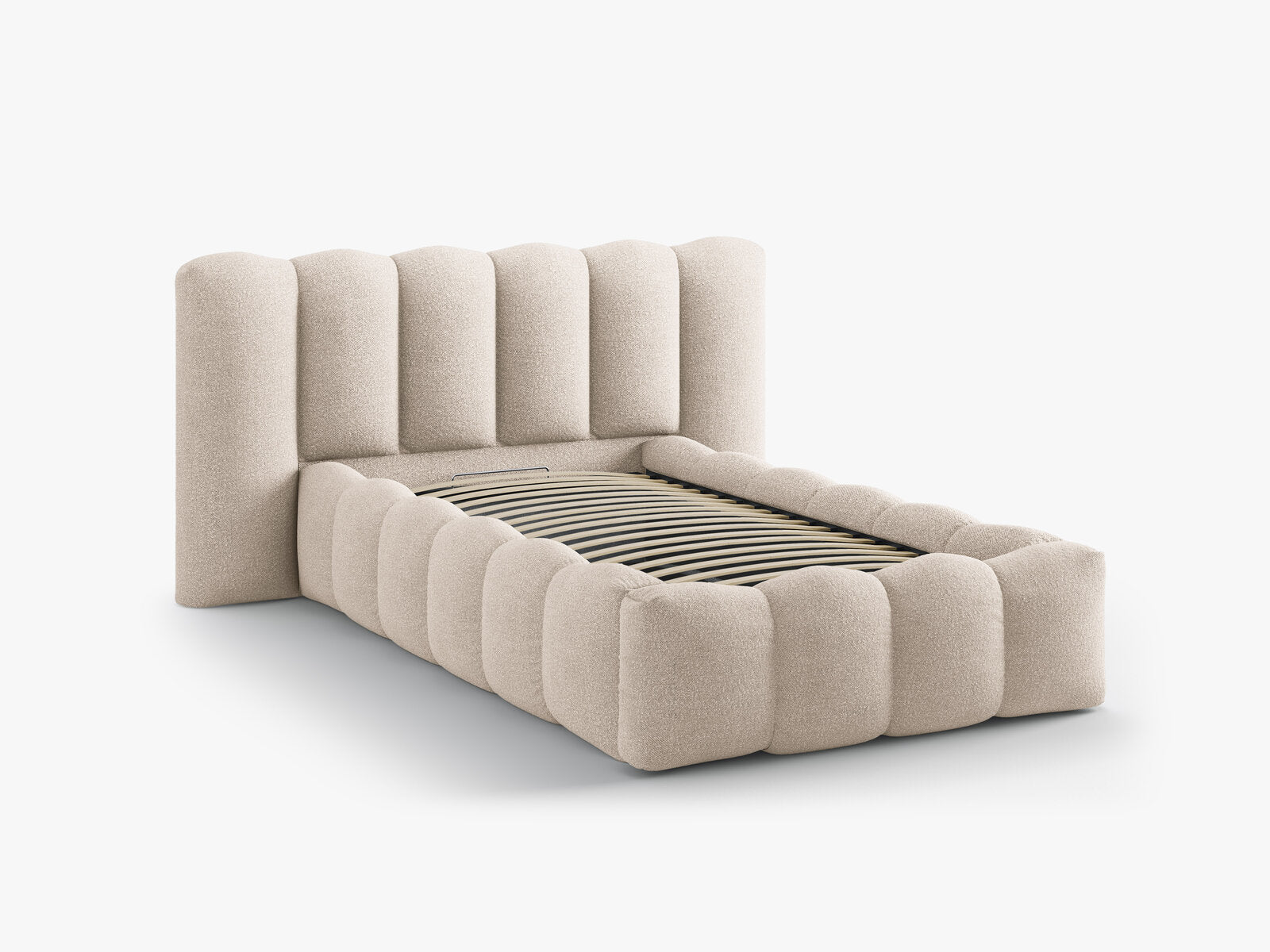 Micadoni Stauraumbett mit Kopfteil Lupine Boucle Baloo Beige