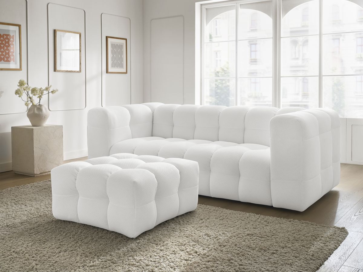Bobochic Cloud Sofa 4-Sitzer mit Pouf Mesh-Stoff Weiß