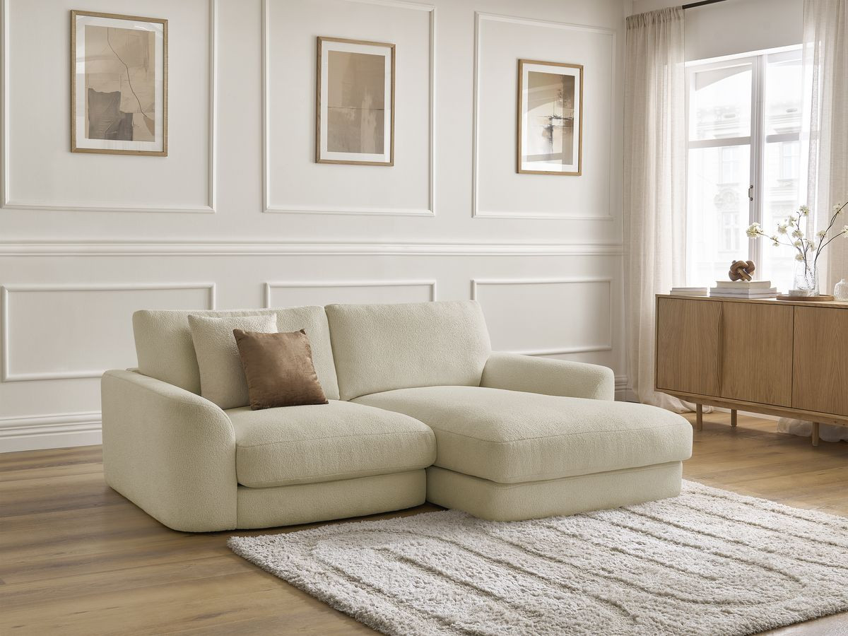 Bobochic Leonore Ecksofa Bouclé-Stoff Beige Ecke rechts