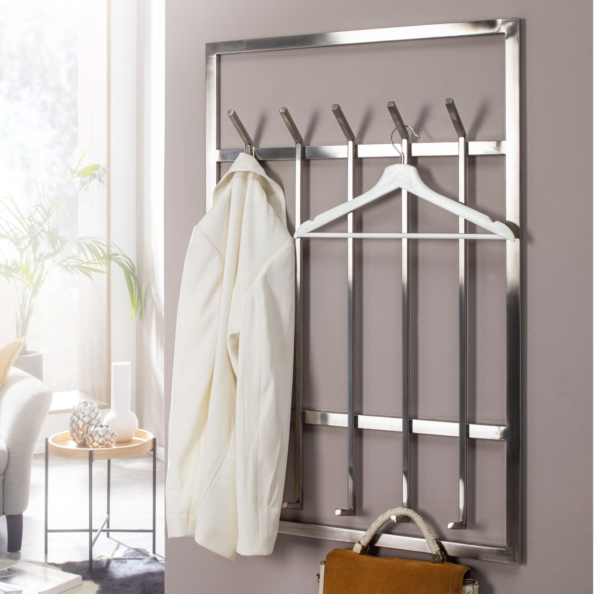 Wandgarderobe Fagridalur Metall Silber 60 × 7,5 × 100 cm