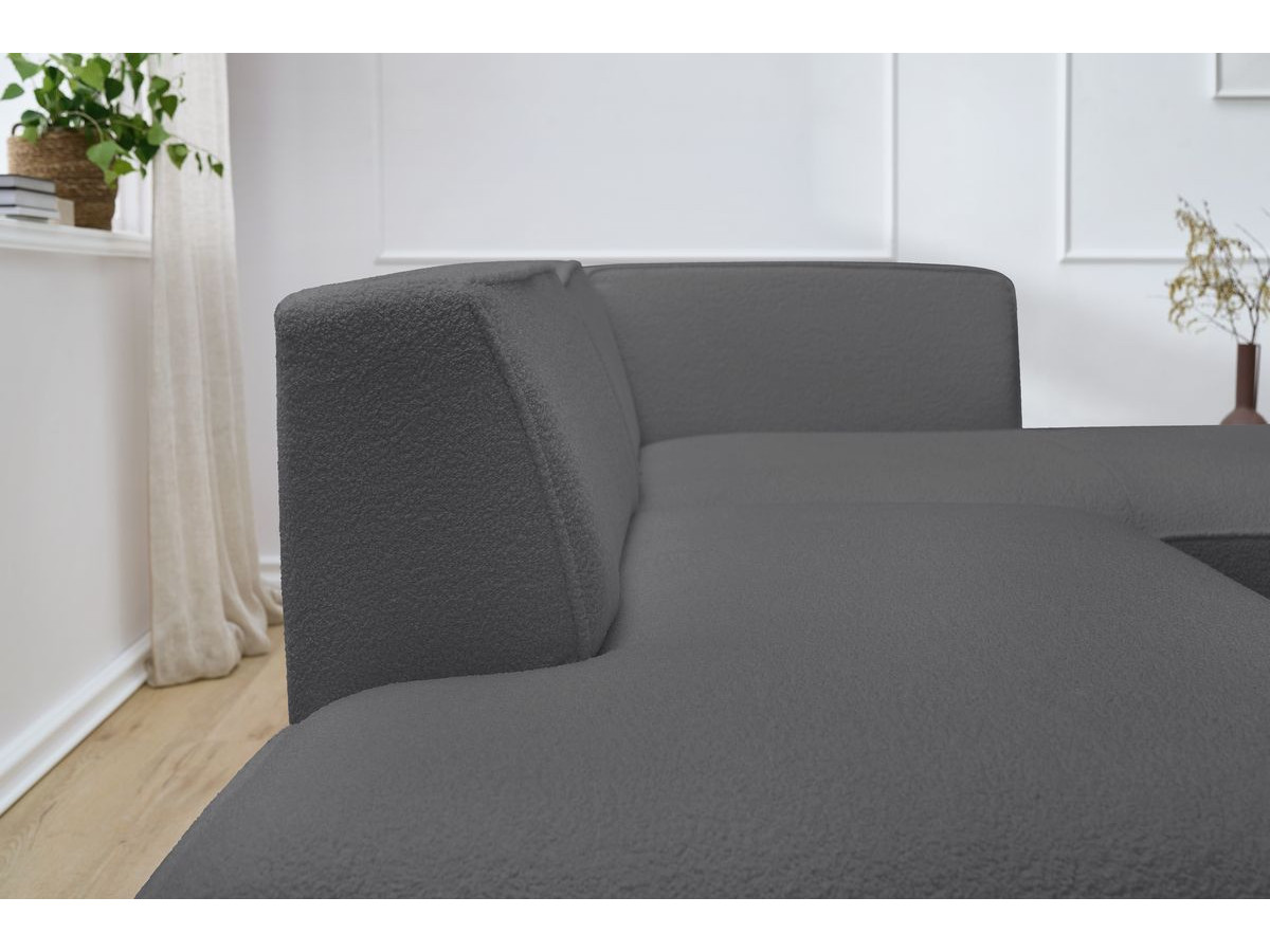 Bobochic Megeve Ecksofa Bouclé-Stoff Dunkelgrau Ecke rechts