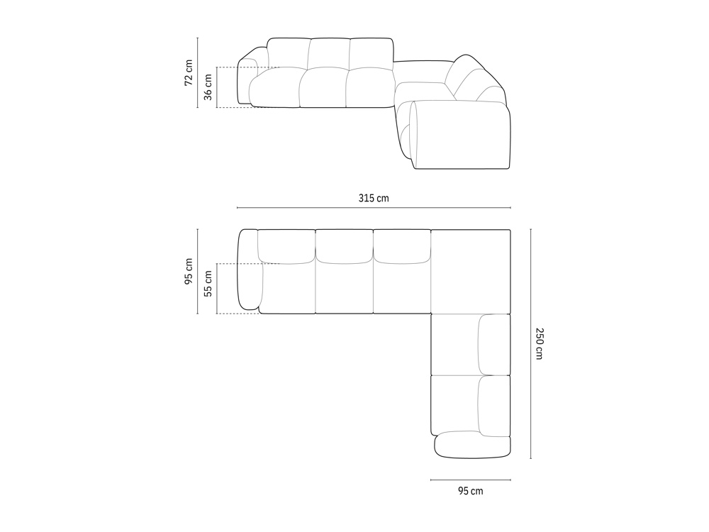 Cosmopolitan Design Ecksofa Nolio 4-Sitzer offen Samt Casino Helles Beige Rechts