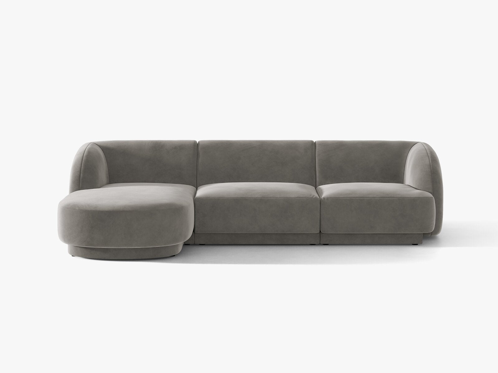 Micadoni Ecksofa Miley 4-Sitzer Links Samt Bluvel Hellgrau