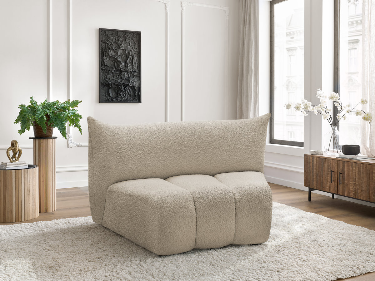 Bobochic Azra Sofamodul 1-Sitzer Bouclé-Stoff Beige