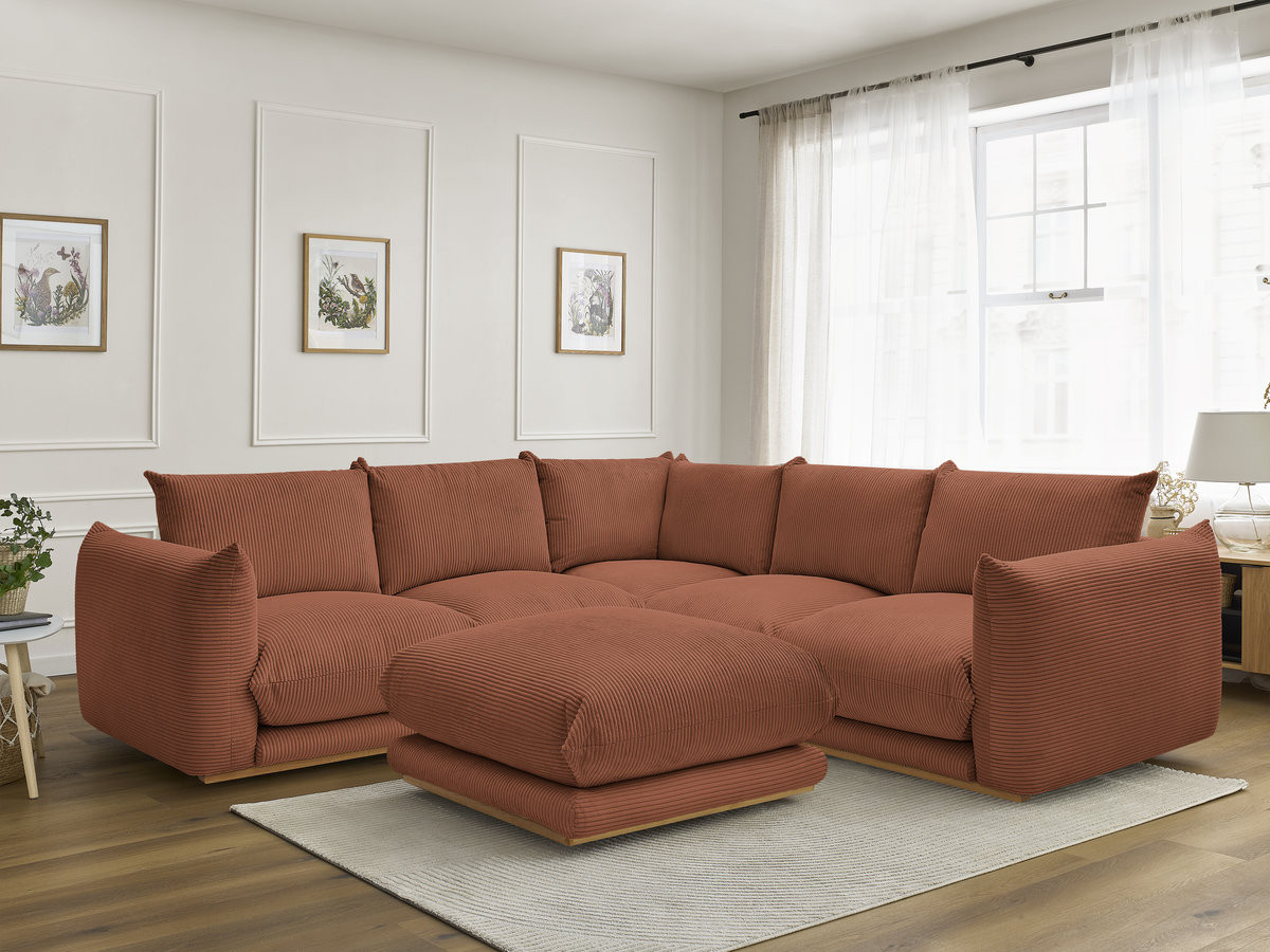 Bobochic Ernest Ecksofa mit Pouf Cordsamt Orange