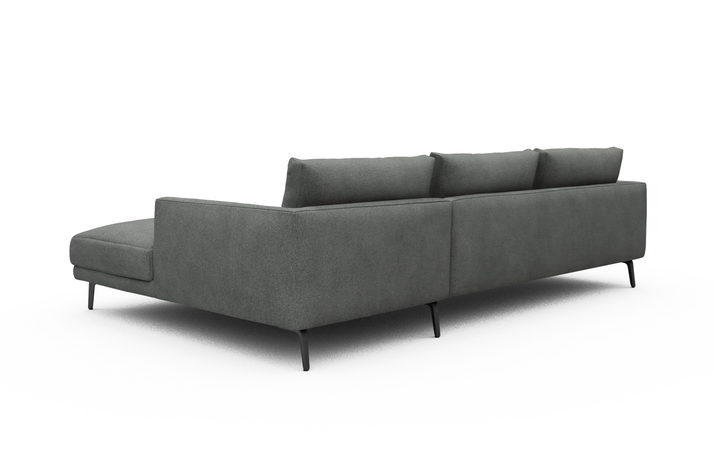 Ecksofa Karl Chaiselongue rechts mit 2,5-Sitzer Boucle-Ash-Grey