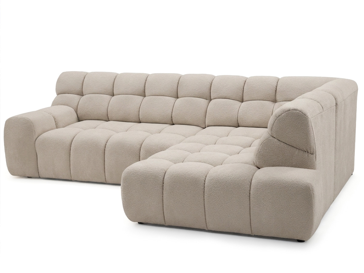 Bobochic Andre Ecksofa mit Schlaffunktion Chenille Beige Ecke rechts