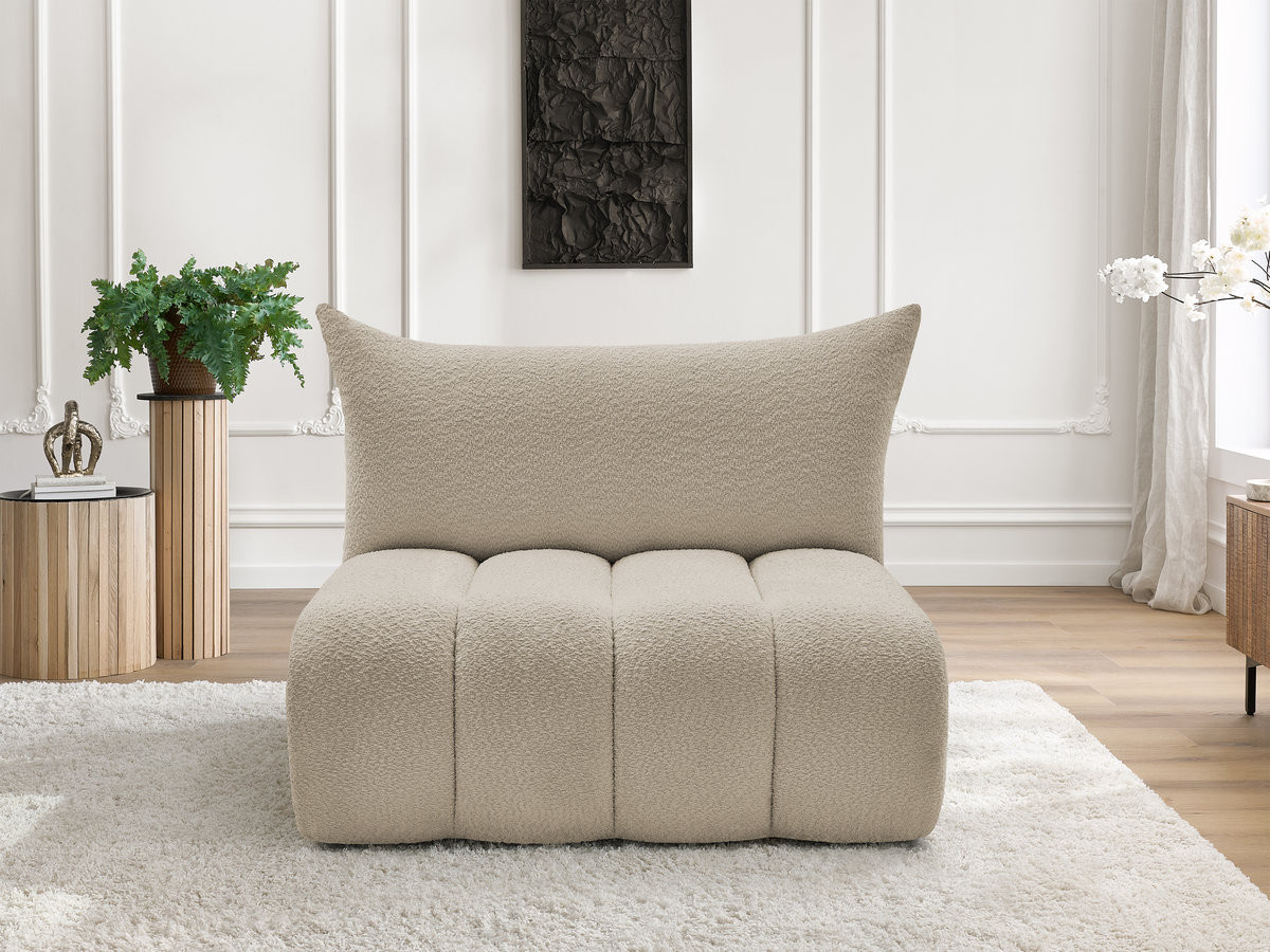 Bobochic Azra Sofamodul 2-Sitzer 120 × 112 cm Bouclé-Stoff Beige