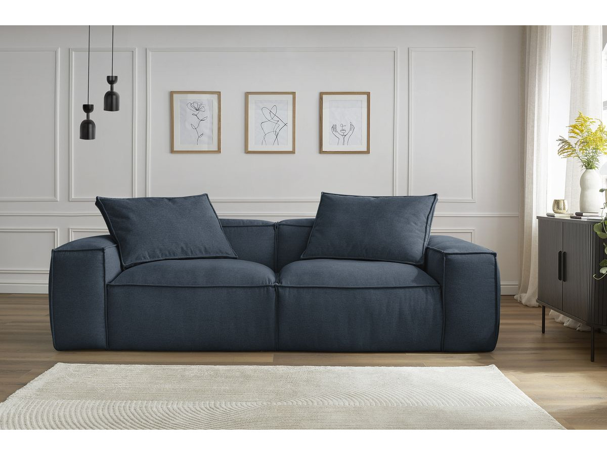 Bobochic Boheme Sofa 3-Sitzer Melange-Stoff Dunkelblau