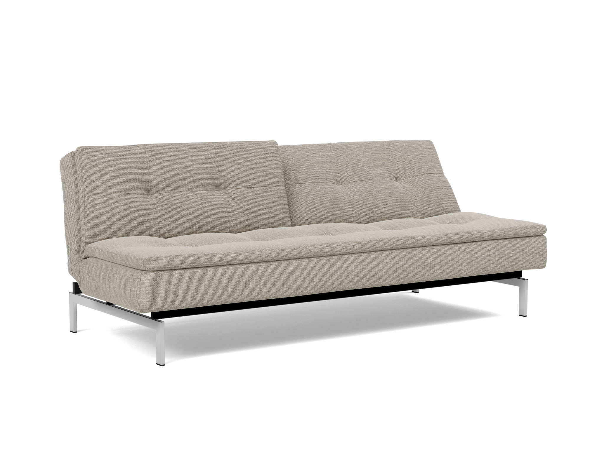 Schlafsofa Dublexo Strukturierter Stoff Kenya 579-Gravel Beine Chrom