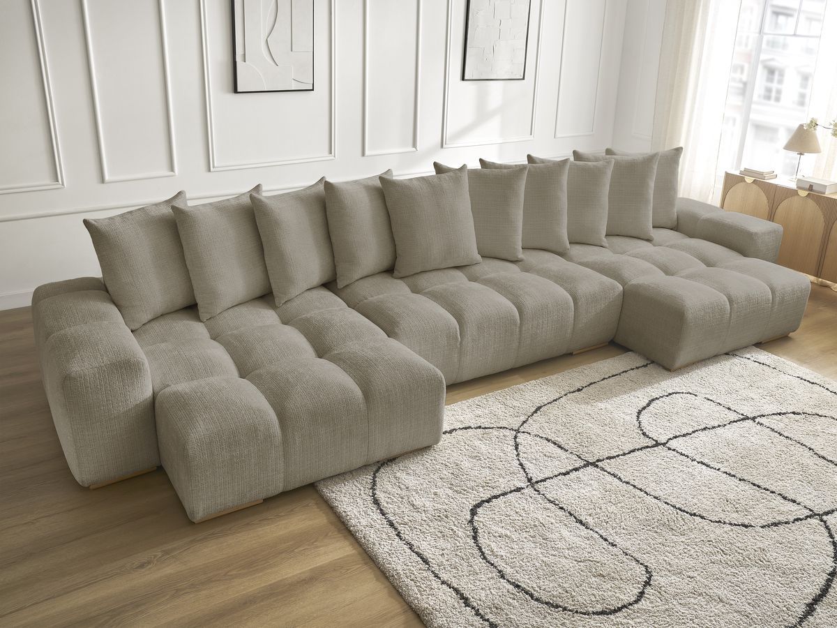Bobochic Anakin Wohnlandschaft, 10 Kissen Strukturstoff Taupe