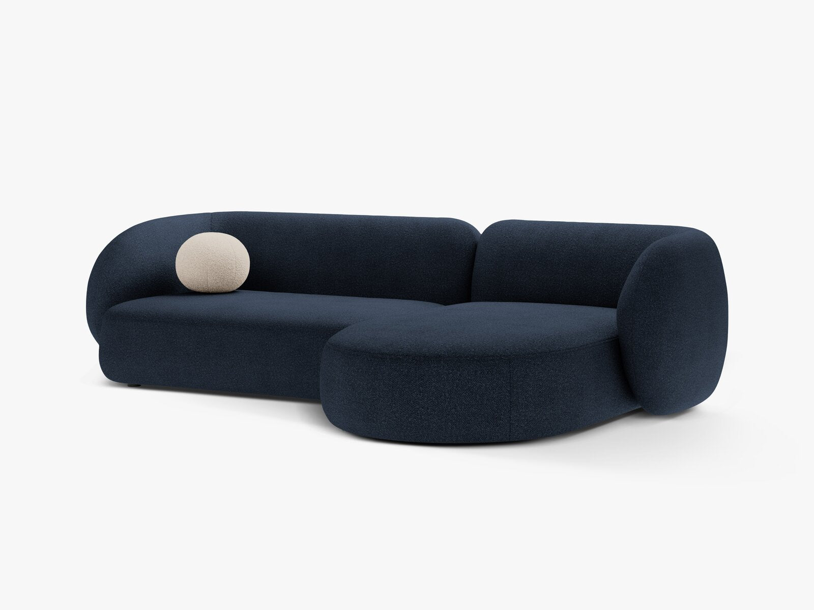 Micadoni Ecksofa Kate 3-Sitzer Rechts Boucle Dunkelblau