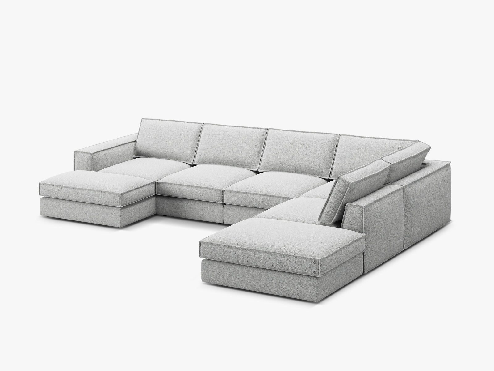 Micadoni modulares Panorama Ecksofa Pola 5-Sitzer Rechts Strukturierter Stoff Babel Hellgrau