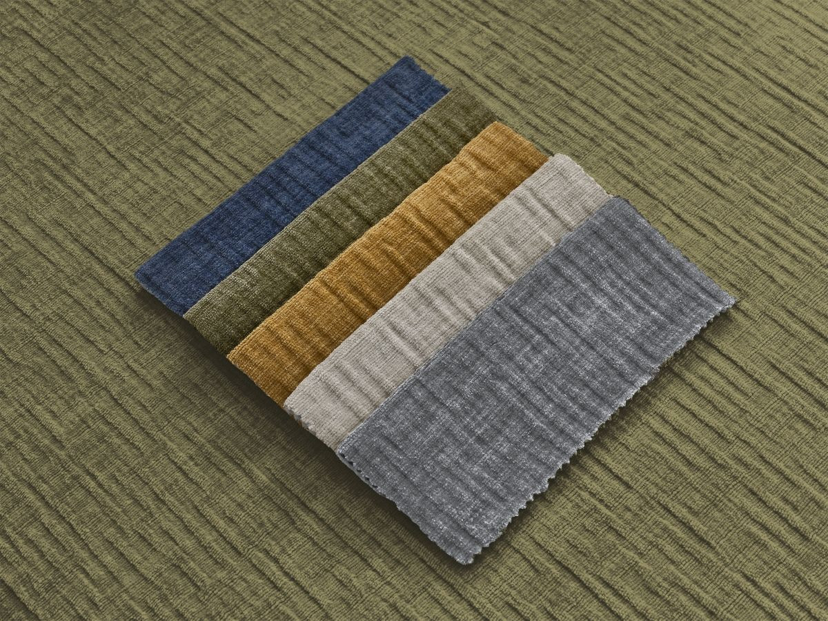 Bobochic Atilla Ecksofa mit Schlaffunktion und Bettkasten und Pouf Strukturstoff Grün Ecke rechts