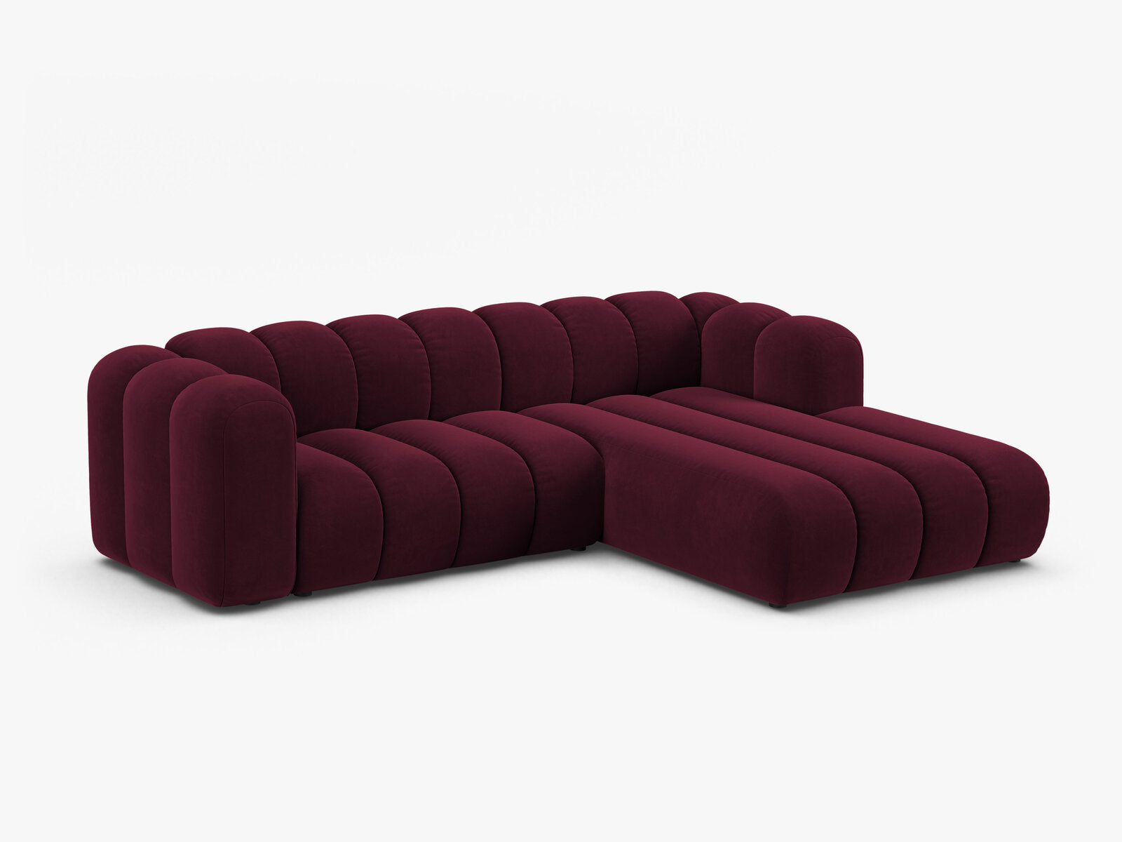 Micadoni Modulares Ecksofa Lupine 4-Sitzer mittelgroß Rechts Samt Venus Burgunder