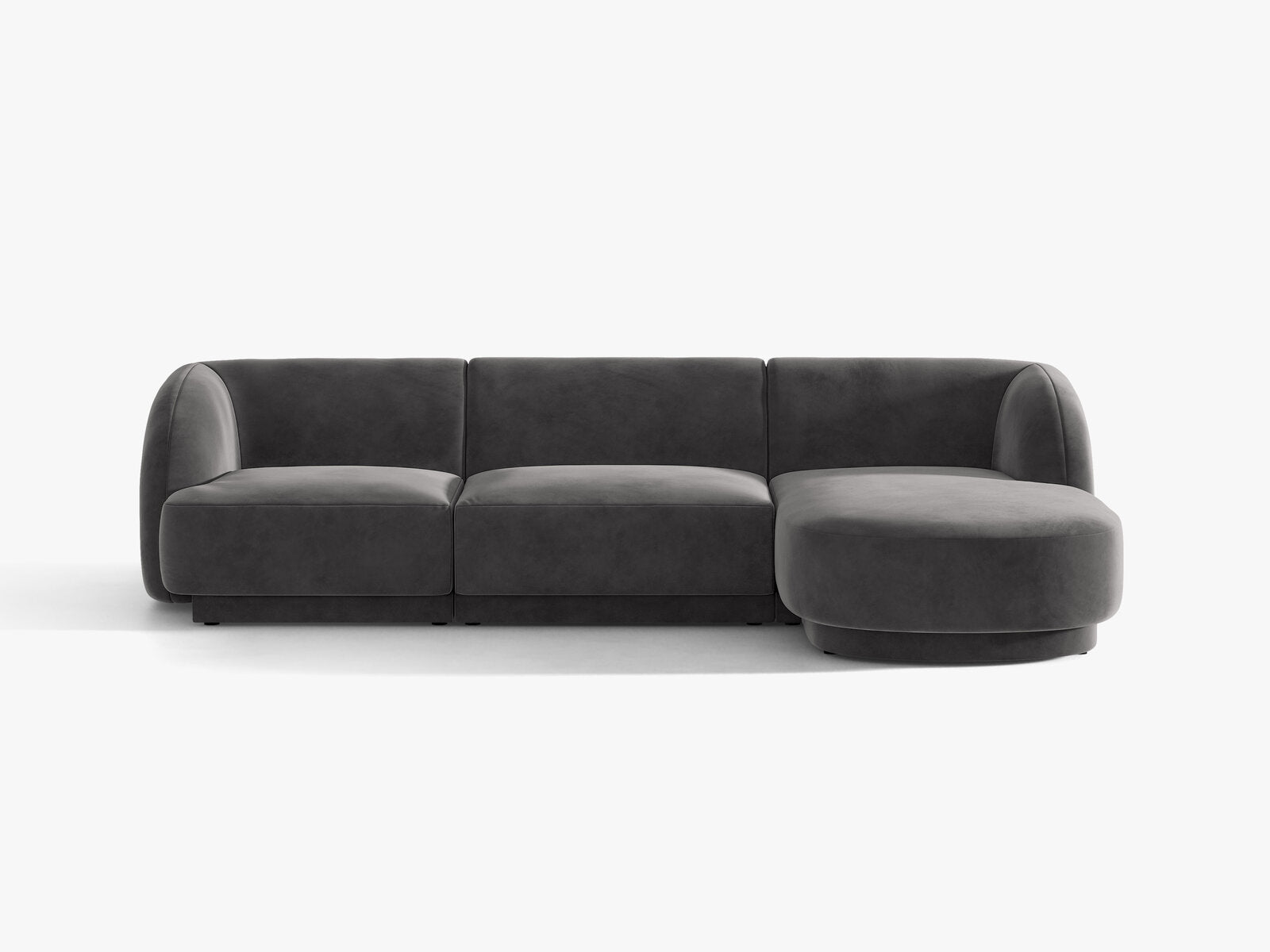 Micadoni Ecksofa Miley 4-Sitzer Rechts Samt Bluvel Grau