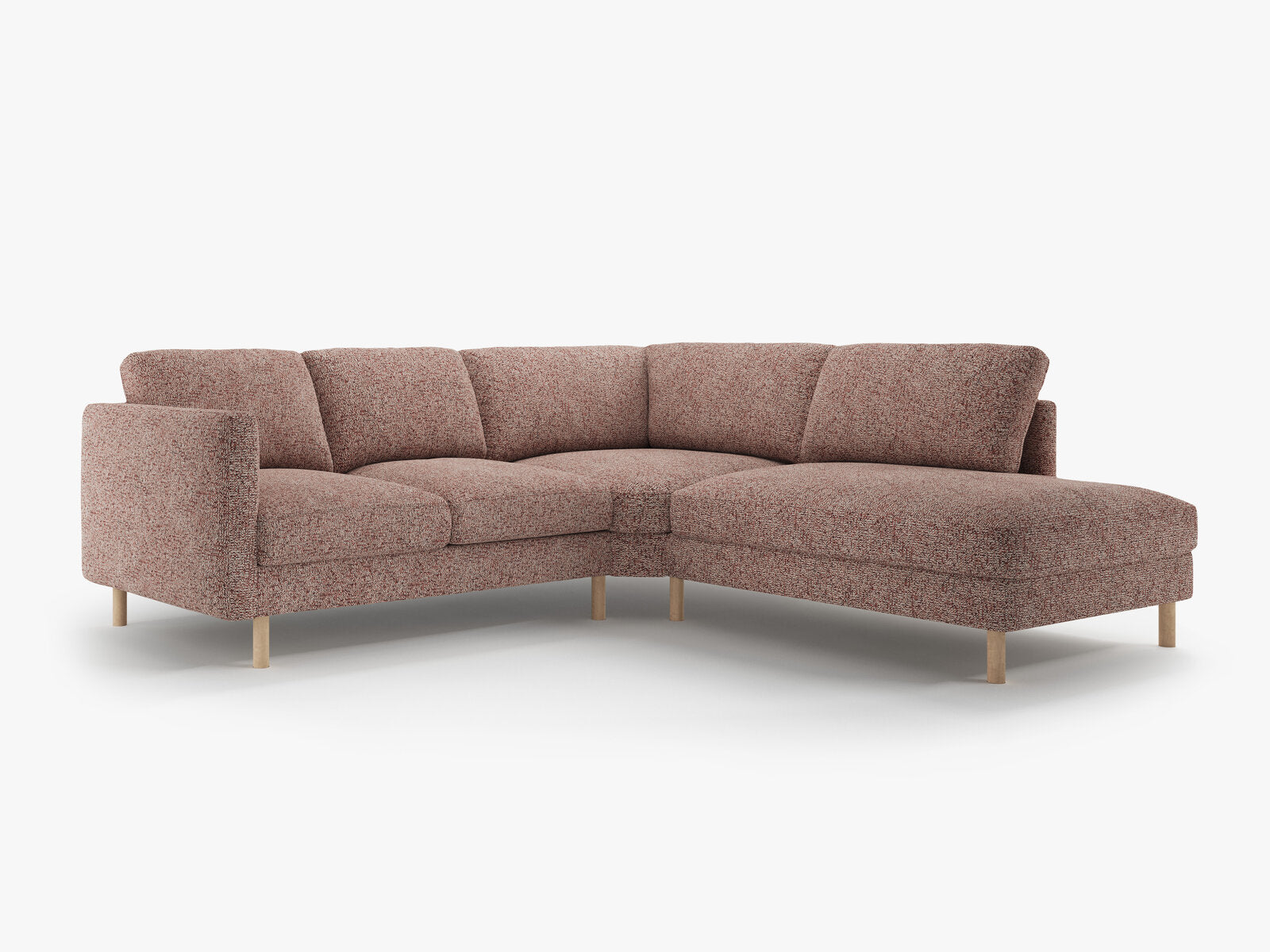 Micadoni Symmetrisches Ecksofa Eden 4-Sitzer Rechts Strukturierter Stoff Rosa Melange
