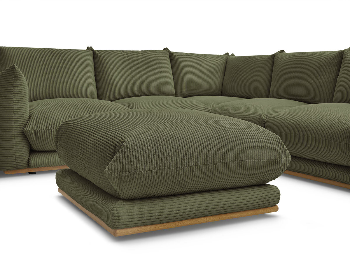 Bobochic Ernest Ecksofa mit Pouf Cordsamt Grün