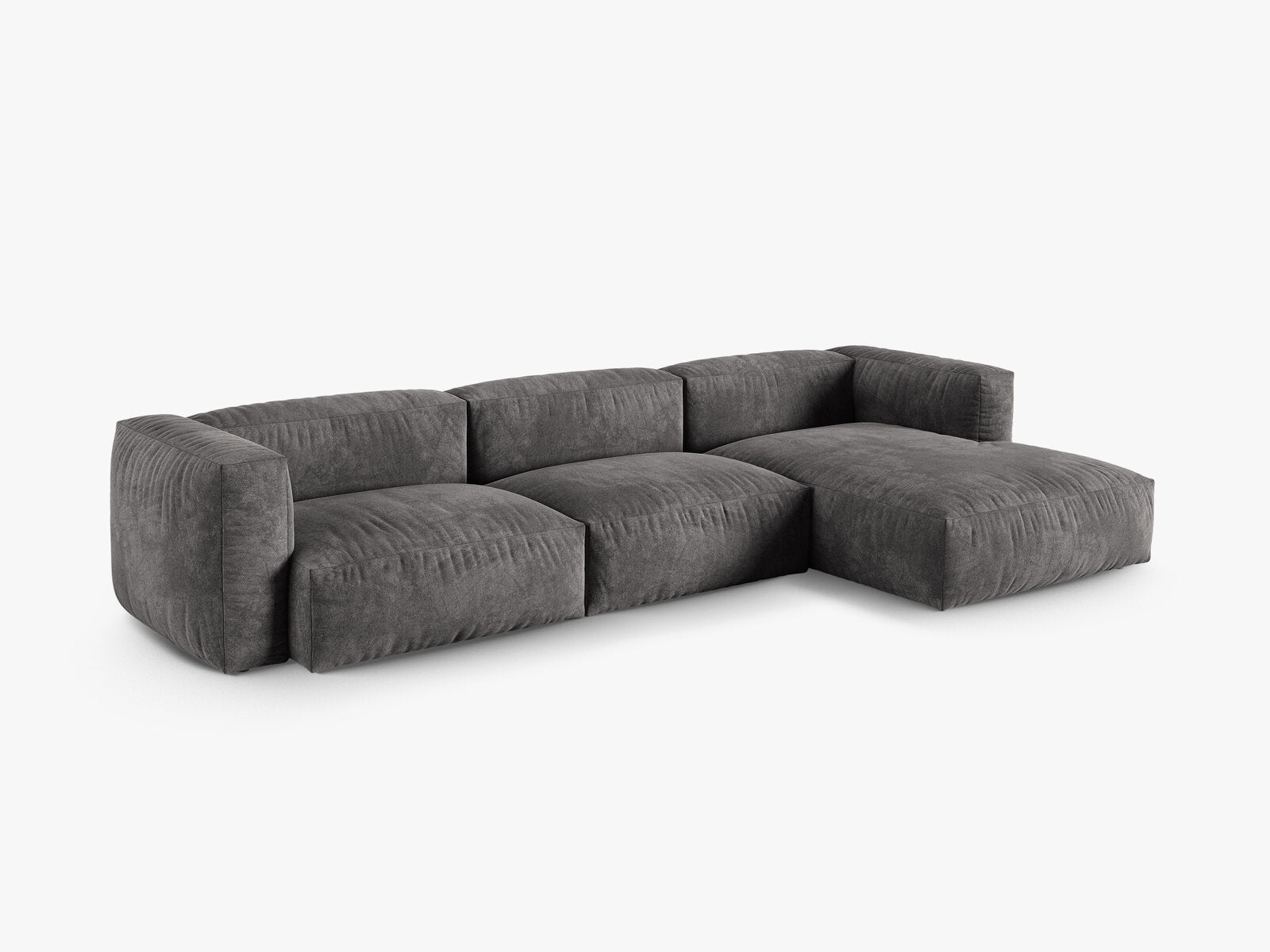 Micadoni Ecksofa Martina 3-Sitzer 90cm Sitztiefe Rechts Samt Vogue Grau