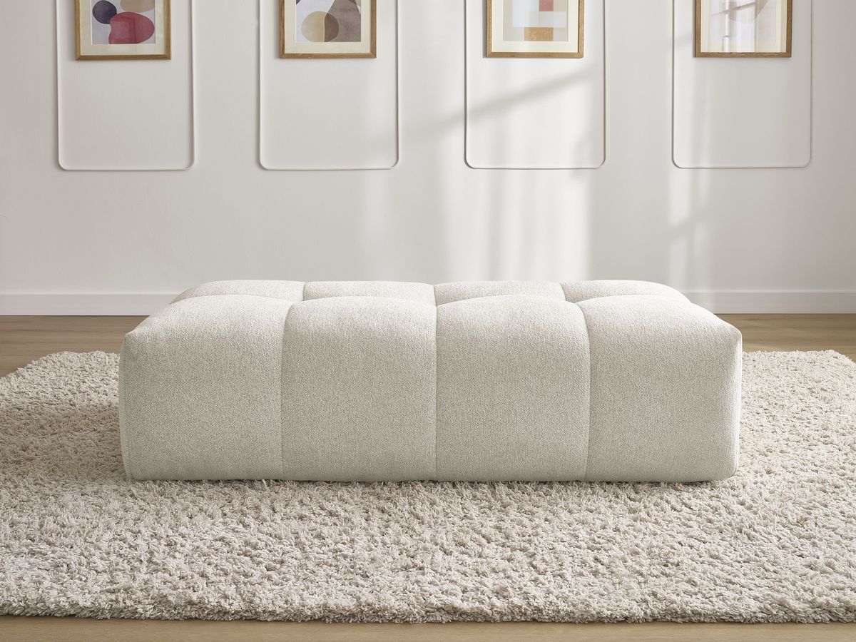 Bobochic Everest Pouf 140 × 70 cm Melange-Stoff Weiß