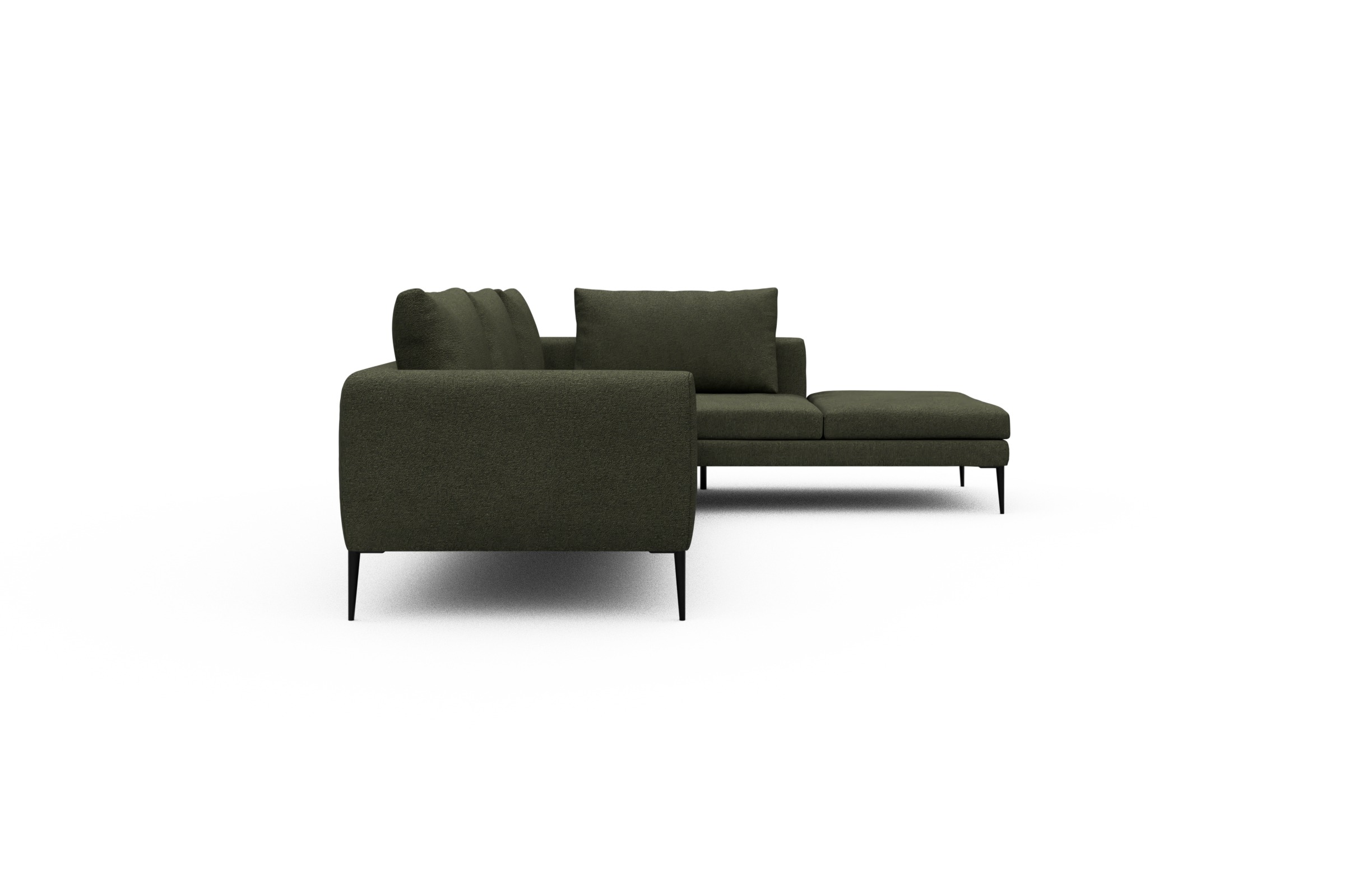 Ecksofa Paul Relax-Ecke links mit 3-Sitzer Boucle-Forest-Green