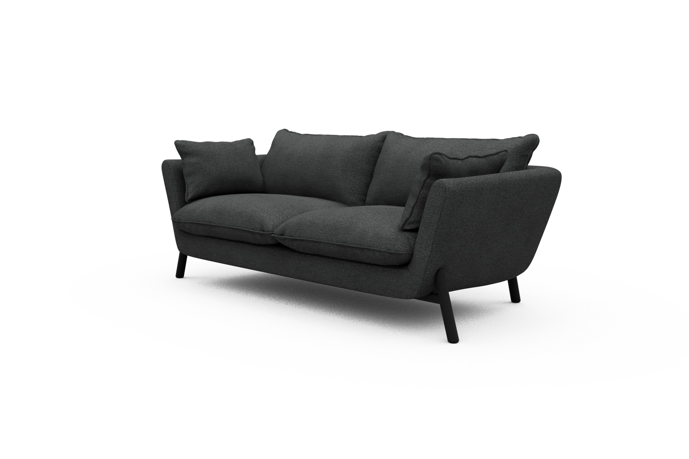 Sofa Emil PREMIUM 2-Sitzer Beinfarbe Eiche Schwarz Boucle-Charcoal