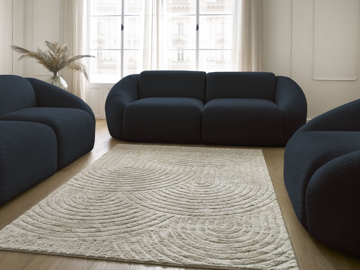Bobochic Tina Sofa 6-Sitzer Bouclé-Stoff Dunkelblau