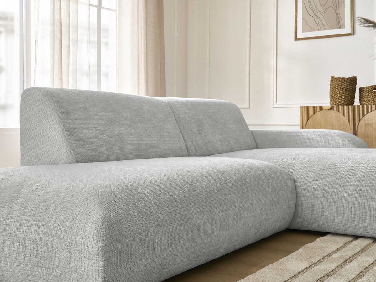 Bobochic Sirius Ecksofa 300 × 170 cm Strukturstoff Hellgrau Ecke rechts