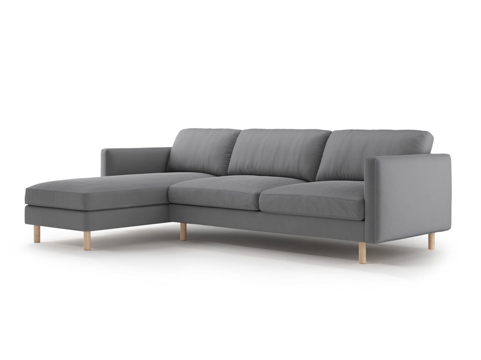 Micadoni Ecksofa Eden 4-Sitzer Links Samt Grau