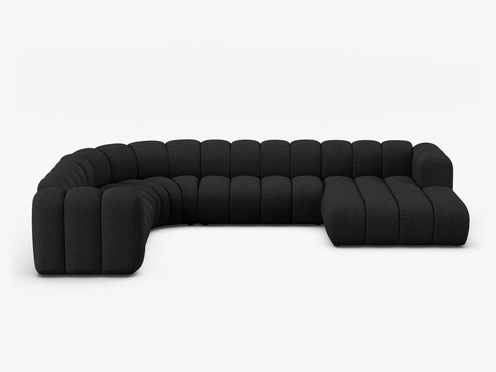 Micadoni Modulares Panorama Ecksofa Lupine 6-Sitzer Links Boucle Baloo Schwarz