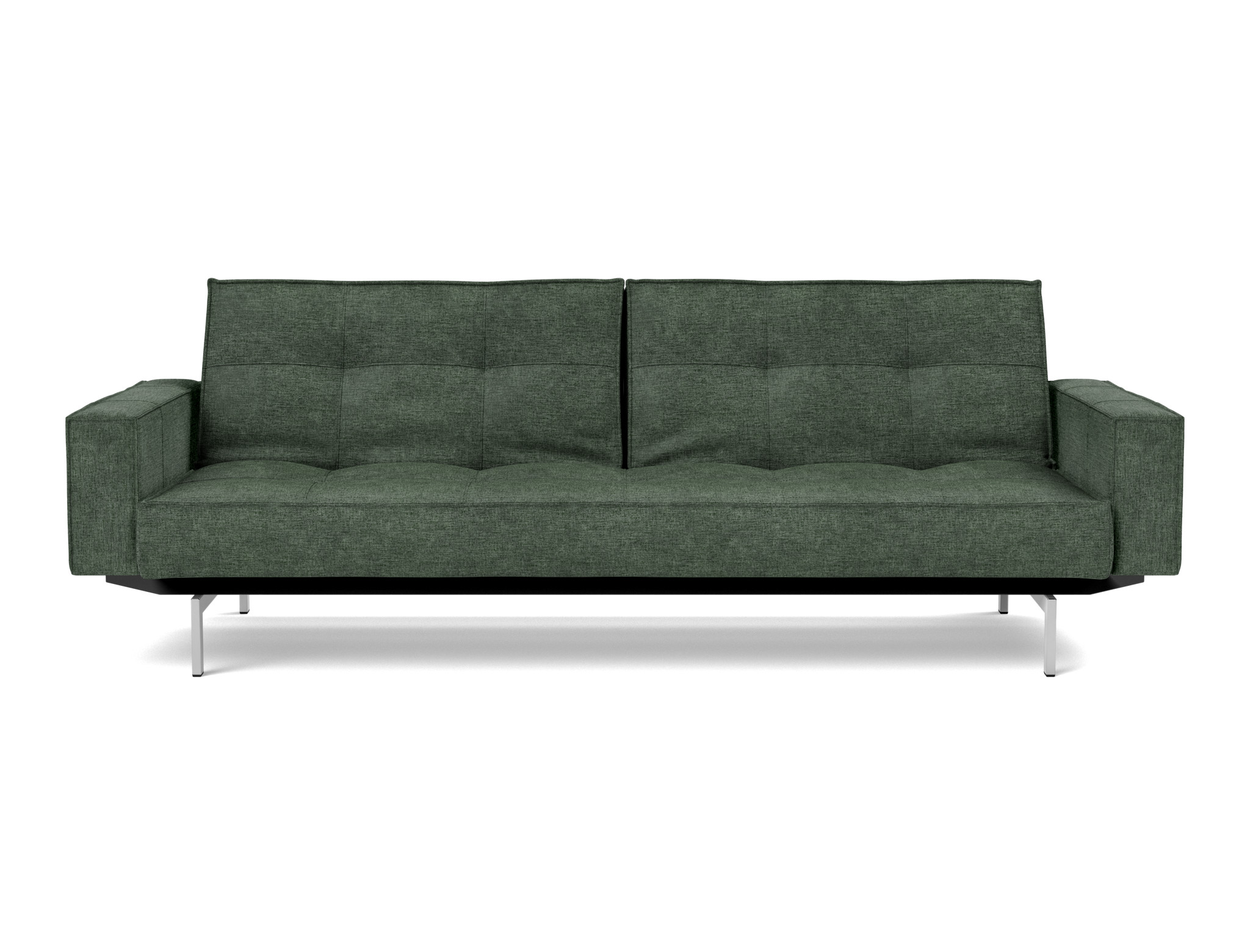 Schlafsofa Splitback mit Armlehnen Flachgewebe Avella 281-Pine-Green Beine Chrom