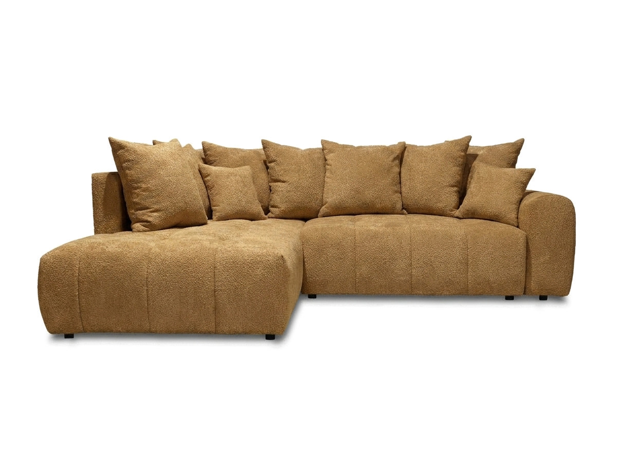 Bobochic Roxelane Ecksofa mit Schlaffunktion und Bettkasten Bouclé-Stoff Gelb Ecke links