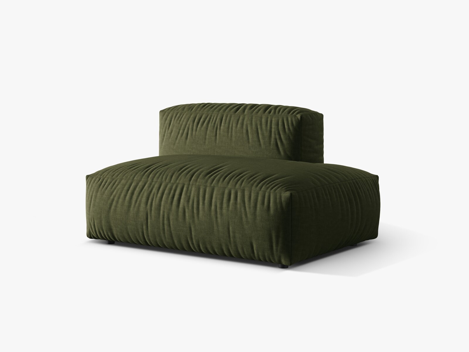 Micadoni Ecksofa-Modul Martina 1-Sitzer Strukturierter Stoff Boston Grün Rechts